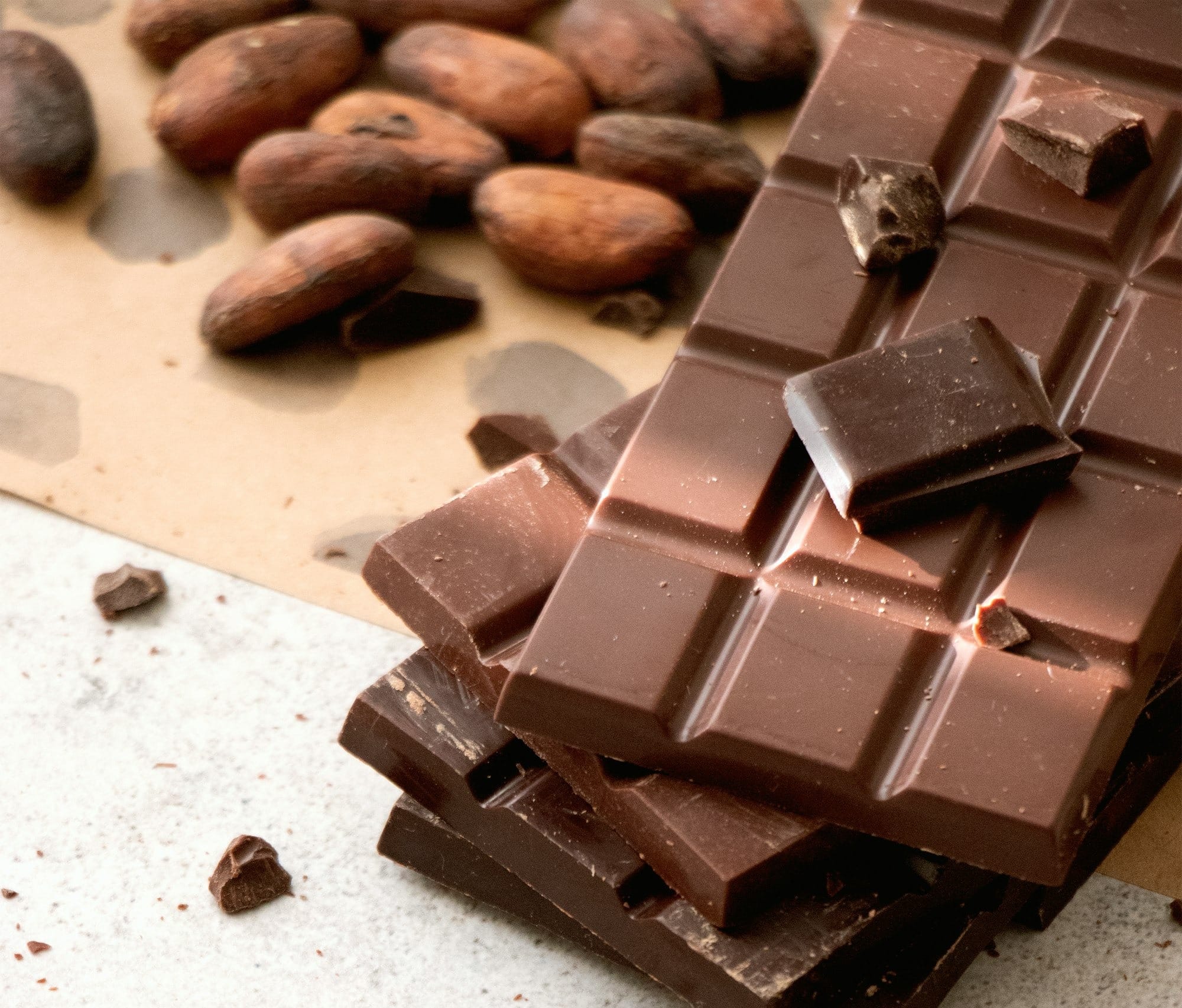 chocolate bars on white table